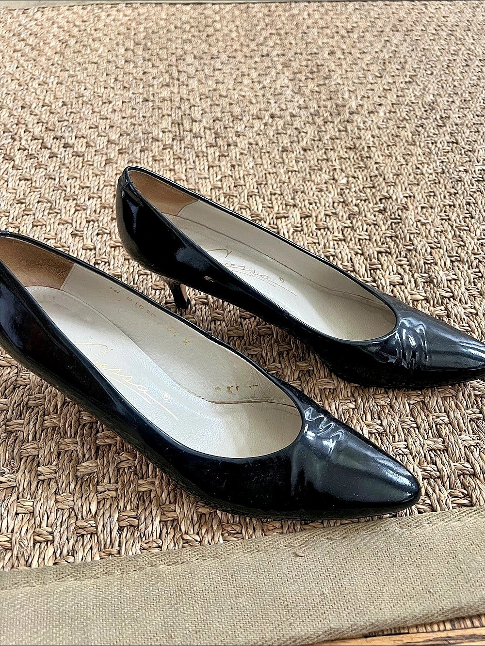 Carissa Black Leather Pointed-Toe Heels